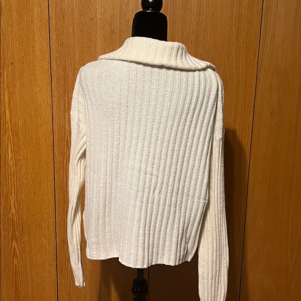 Madewell cream ribbed cardigan with fold over collar. Sz. XL good cond. - Picture 3 of 10